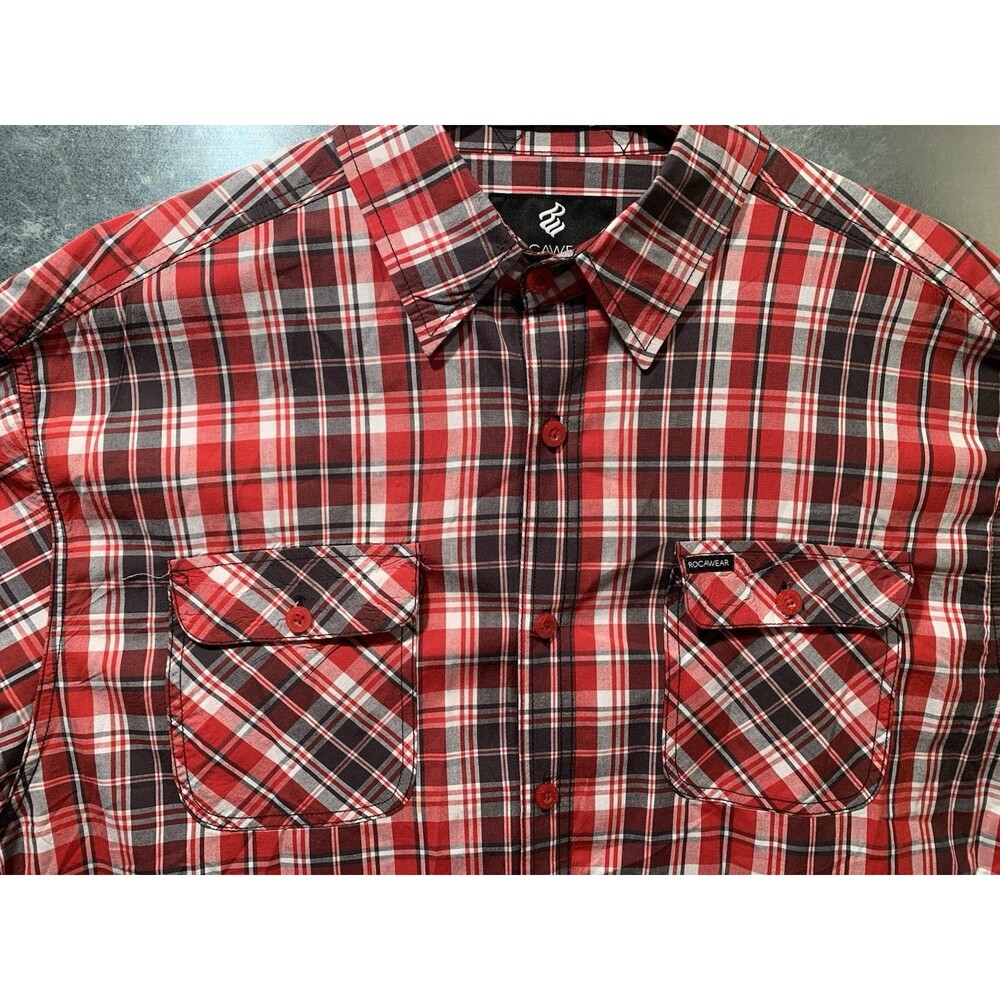 3XB Rocawear Classic 100% Cotton Western Buffalo Plaid Button Up Long Sleeve
